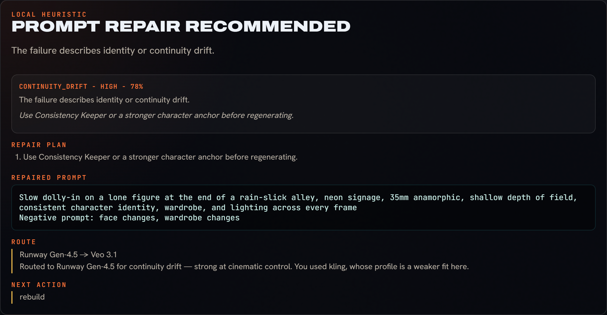 Shot Doctor diagnosis with repair plan, repaired prompt, and model route