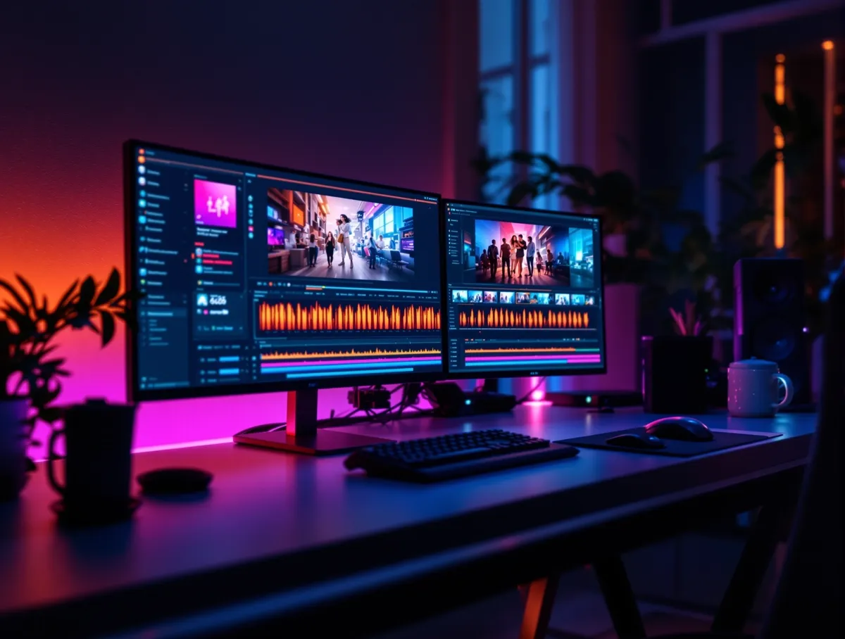 Content creator editing studio