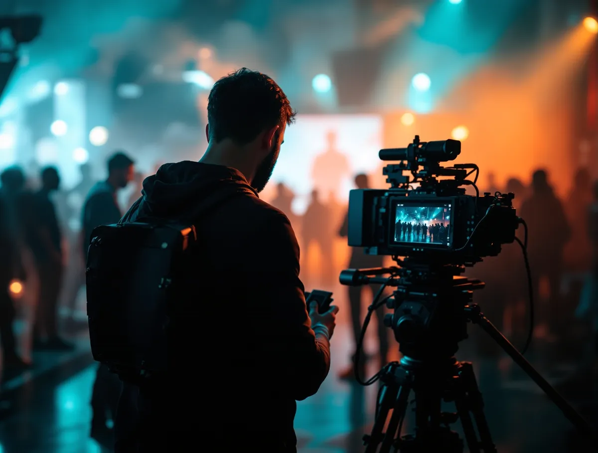 Cinematographer checking a monitor on set